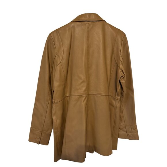 Reaction Kenneth Coal G.III Apparel Womens Tan Leather Coat Size L - Picture 2 of 11